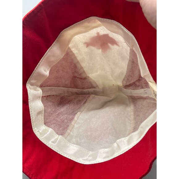 vtg Canada Bucket Hat Maple Leaf Logo sun red white cotton large READ - Picture 6 of 8